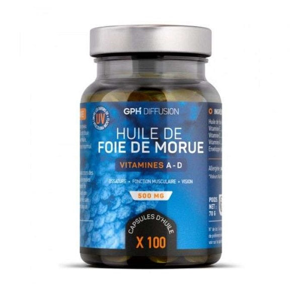 Huile de foie de morue 500mg, 100 CAPSULES - GPH DIFFUSION