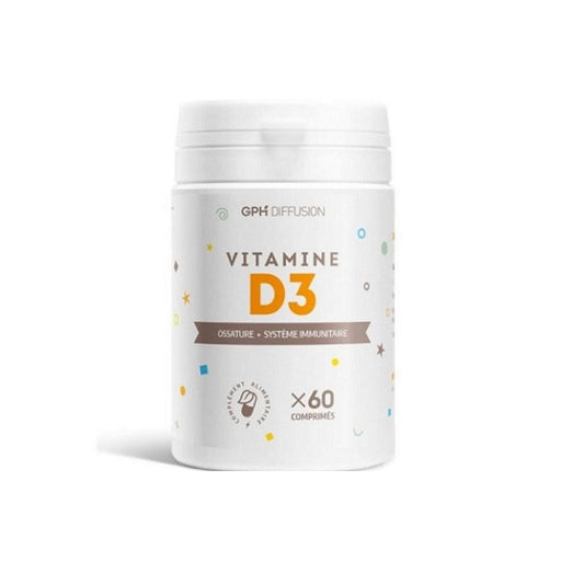 Vitamines D3, 5ug, 60 comprimés - GPH DIFFUSION