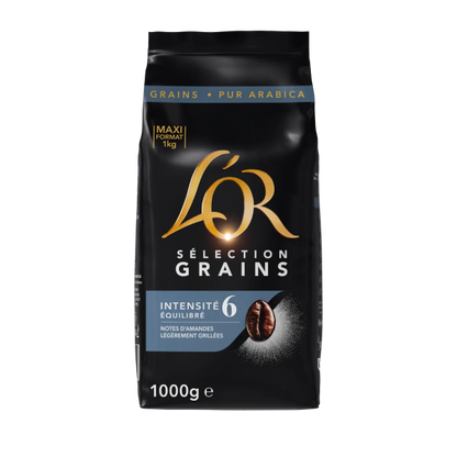 Café en Grains Sélection 1kg, 100% Arabica, Intensité 6  -L'OR