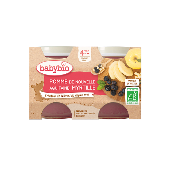 Purée de fruits, Pomme de Nouvelle-Aquitaine & Myrtille - Babybio