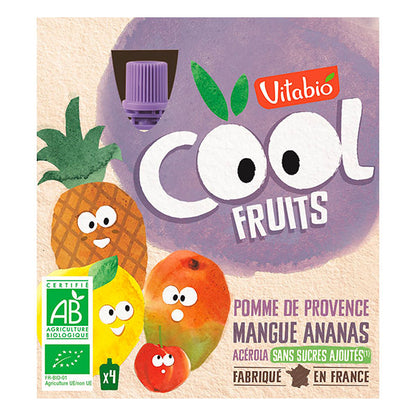 Compote Cool Fruits Pomme Mangue Ananas Acérola 4x90g - Vitabio